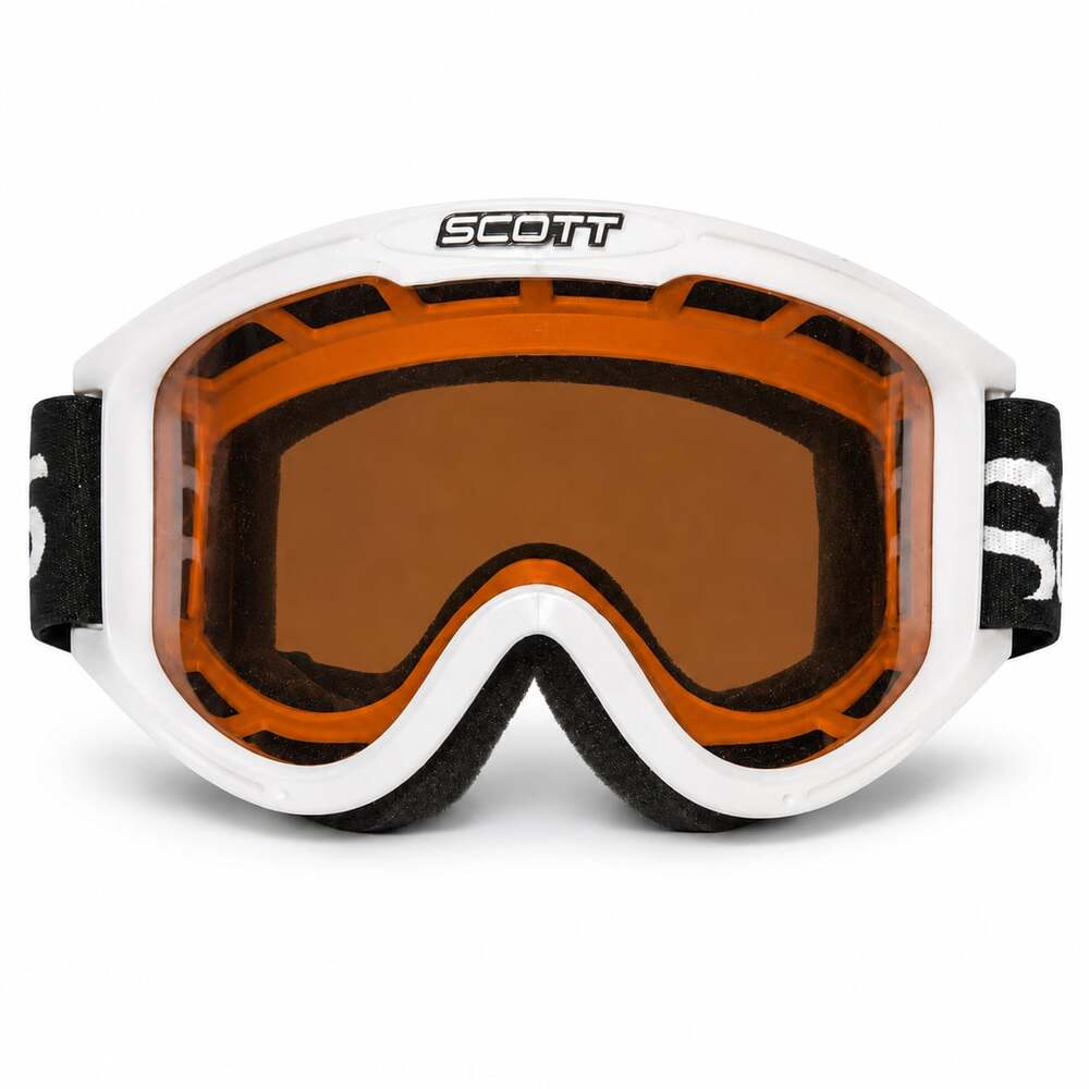 Vintage Scott Ski Snowboard MotorCross Goggles Sliver Amber Lens FAST SHIPPING